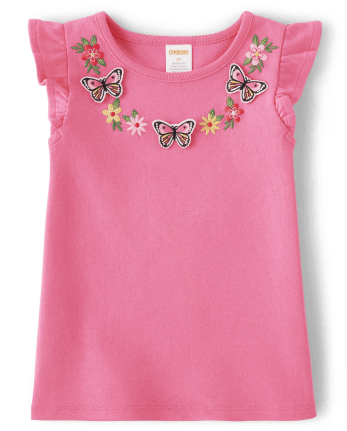 Girls Embroidered Butterfly Top - Magical Monarch