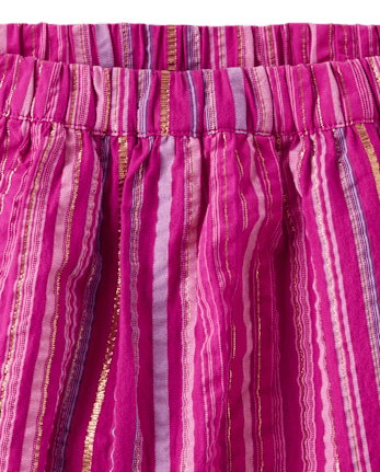 Girls Striped Ruffle Skort - Island Spice