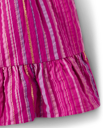 Girls Striped Ruffle Skort - Island Spice