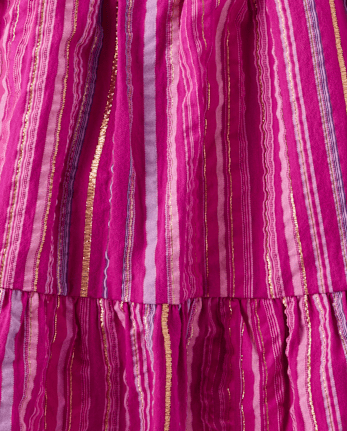 Girls Striped Ruffle Skort - Island Spice