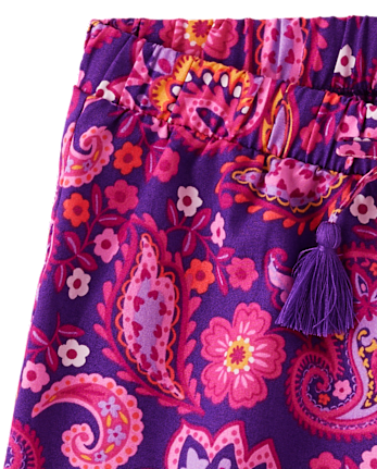 Short taille paperbag fille motif cachemire - Island Spice