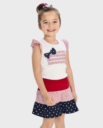 Girls American Flag Flutter Tank Top - American Cutie