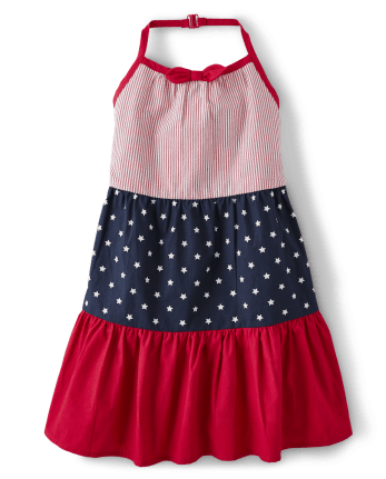 Girls Stars & Stripes Tiered Dress - American Cutie