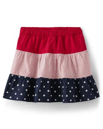 Falda pantalón escalonada con estrellas y rayas para niña - American Cutie
