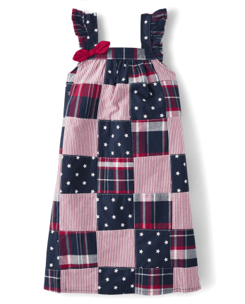 Girls Madras Dress - American Cutie