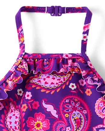 Girls Paisley Ruffle One Piece Swimsuit - Splish-Splash