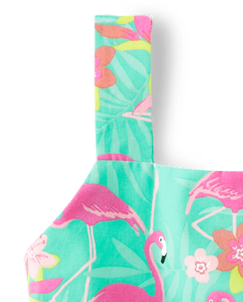 Girls Flamingo Ruffle Tank Top - Tropical Paradise