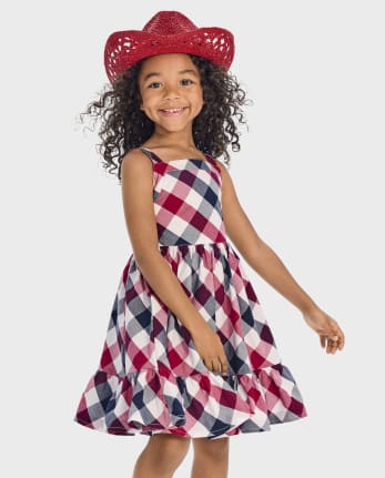Vestido familiar con volantes a cuadros a juego para niñas - American Cutie