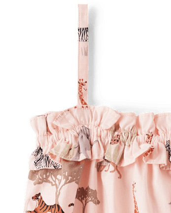 Girls Safari Ruffle Dress - Safari