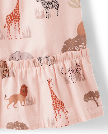 Girls Safari Ruffle Dress - Safari