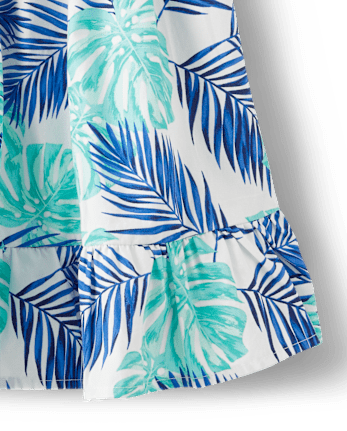 Girls Matching Family Tropical Leaf Ruffle Dress - Save the Seas