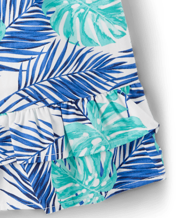 Girls Tropical Leaf Ruffle Skort - Save the Seas