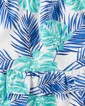 Girls Tropical Leaf Ruffle Skort - Save the Seas