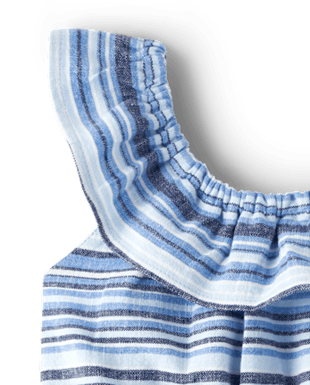 Girls Matching Family Striped Ruffle Dress - Sandy Shores
