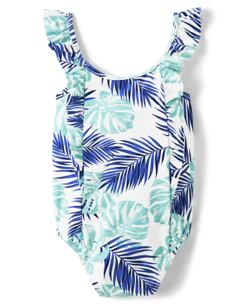 Girls Tropical Leaf One Piece Swimsuit - Splish-Splash