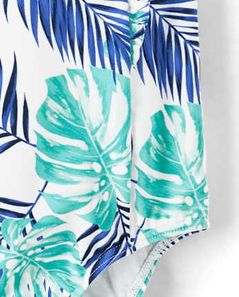 Girls Tropical Leaf One Piece Swimsuit - Splish-Splash