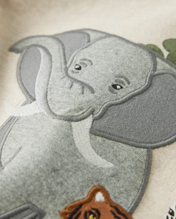 Boys Embroidered Animal Top - Safari