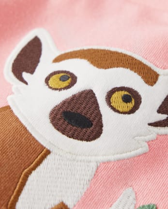 Boys Embroidered Lemur Top - Safari