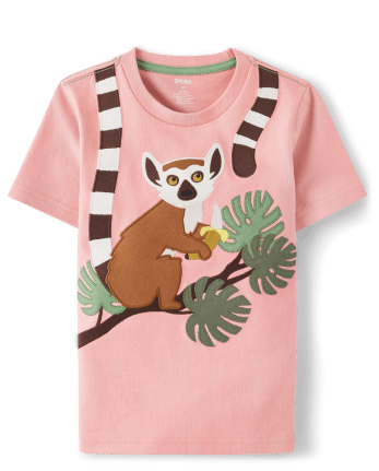 Boys Embroidered Lemur Top - Safari