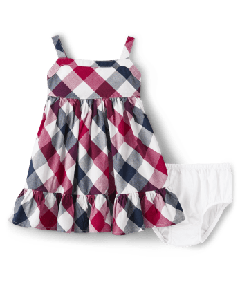 Baby Girls Matching Family Plaid Ruffle Dress - American Cutie