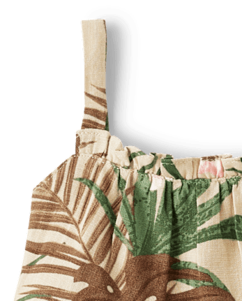 Baby Girls Matching Family Palm Ruffle Dress - Safari