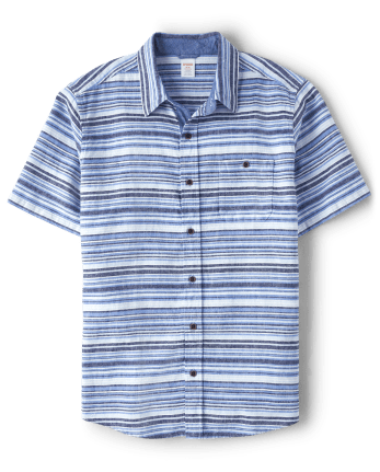 Mens Matching Family Striped Button Up Shirt - Sandy Shores
