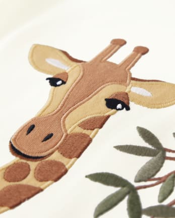 Boys Embroidered Giraffe Snug Fit Cotton Pajamas - Gymmies