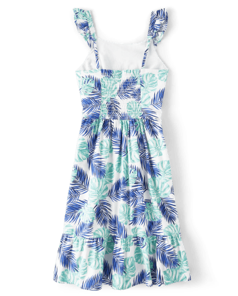 Womens Matching Family Tropical Leaf Ruffle Dress - Save the Seas