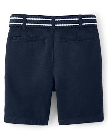 Boys Wrinkle-Resistant Belted Chino Shorts - Uniform