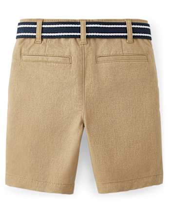 Boys Wrinkle-Resistant Belted Chino Shorts - Uniform