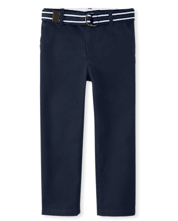 Boys Wrinkle Resistant Belted Chino Pants - Uniform