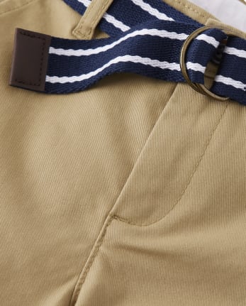Boys Wrinkle Resistant Belted Chino Pants - Uniform
