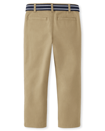 Boys Wrinkle Resistant Belted Chino Pants - Uniform