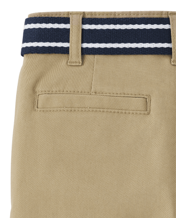 Boys Wrinkle Resistant Belted Chino Pants - Uniform