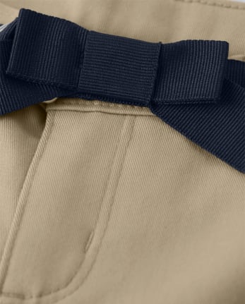 Girls Wrinkle-Resistant Belted Chino Pants - Uniform