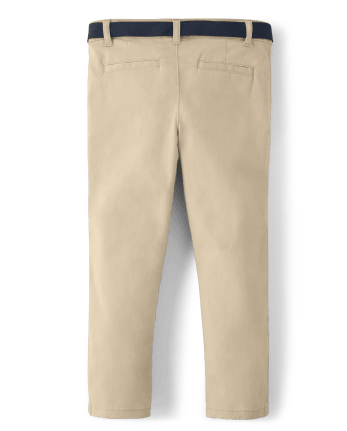 Girls Wrinkle-Resistant Belted Chino Pants - Uniform