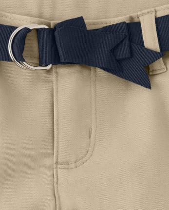 Girls Wrinkle-Resistant Belted Chino Pants - Uniform