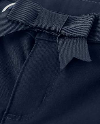 Girls Bow Belted Chino Shorts - Uniform