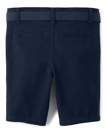 Girls Bow Belted Chino Shorts - Uniform