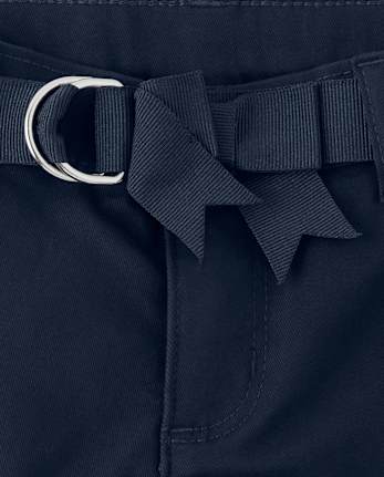 Girls Bow Belted Chino Shorts - Uniform