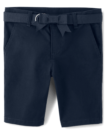 Girls Bow Belted Chino Shorts - Uniform