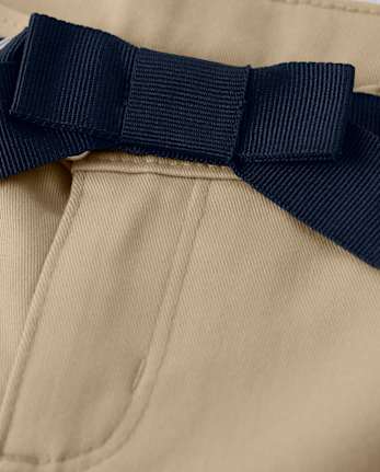 Girls Bow Belted Chino Shorts - Uniform