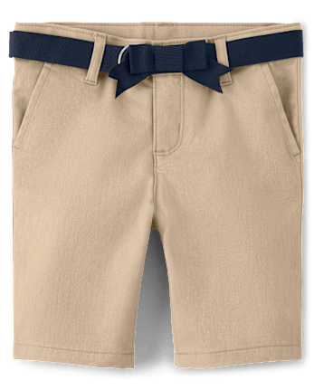 Girls Bow Belted Chino Shorts - Uniform