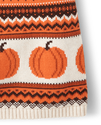 Girls Intarsia Pumpkin Sweater Dress - Lil' Pumpkin