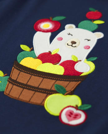 Top con osito bordado para niña - Apple Orchard
