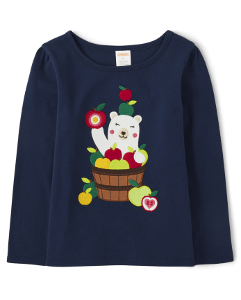 Top con osito bordado para niña - Apple Orchard