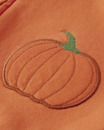 Sweat à capuche zippé en polaire citrouille appliqué pour filles - Lil' Pumpkin