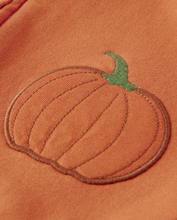 Girls Applique Pumpkin Fleece Zip-Up Hoodie - Lil' Pumpkin