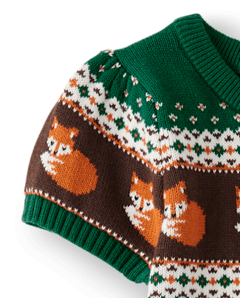 Girls Fox Fairisle Sweater Dress - Friendly Fox