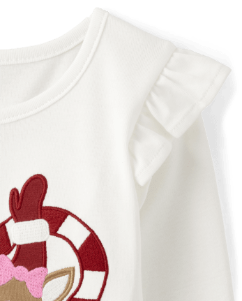 Haut brodé de canne en sucre pour filles - Un Noël royal